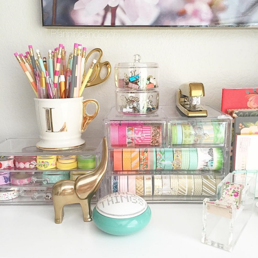 Desk organization: Clear Containers for Everything on your desk
