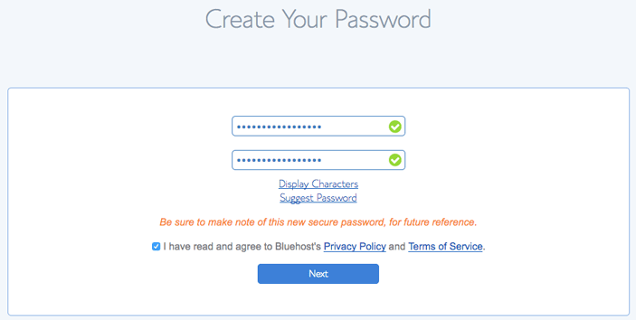 How to start a blog for beginners: Create your password