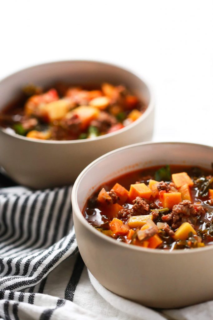 Butternut Squash Recipes: Ground Beef Butternut Squash Kale Soup