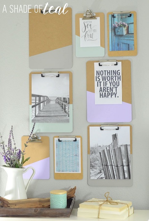 desk organization tips: DIY Clipboard Wall Art