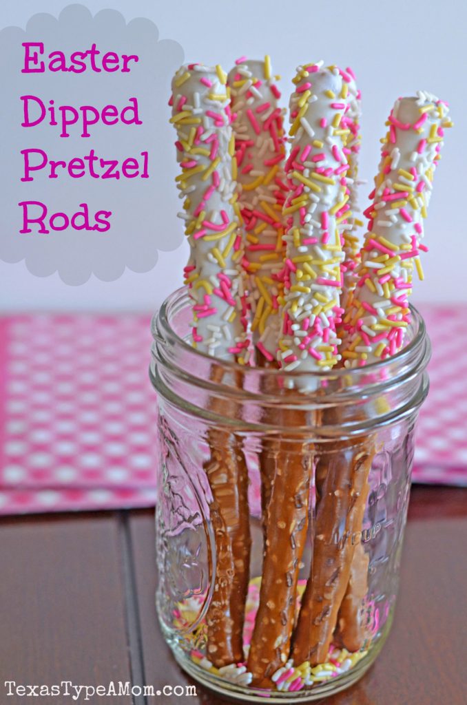 Easter dessert ideas: Decorated dipped pretzel rods