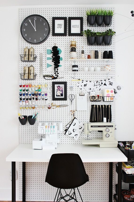 desk organization tips: Peg Board storage