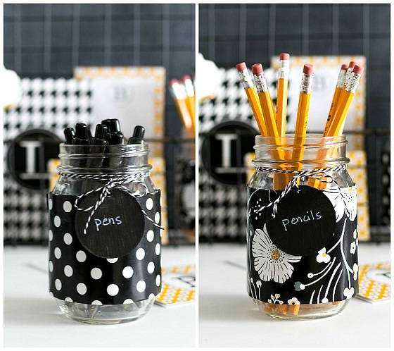 Desk organization tips: DIY Mason Jar Utensil Holders