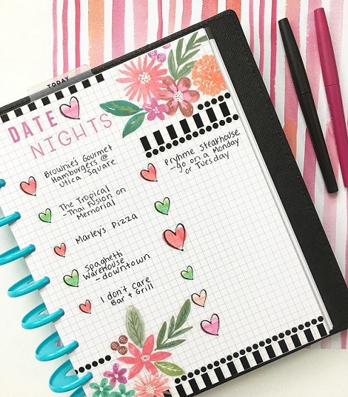 Bullet Journal Ideas:Date Nights