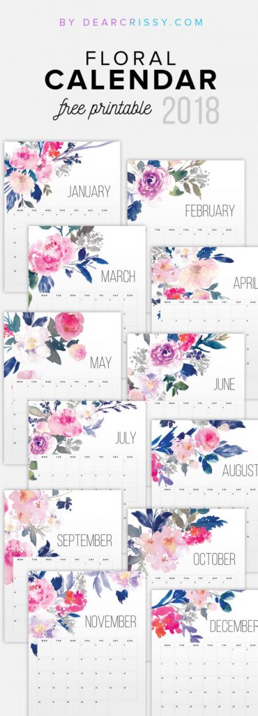 Free Printables: Floral Calendar