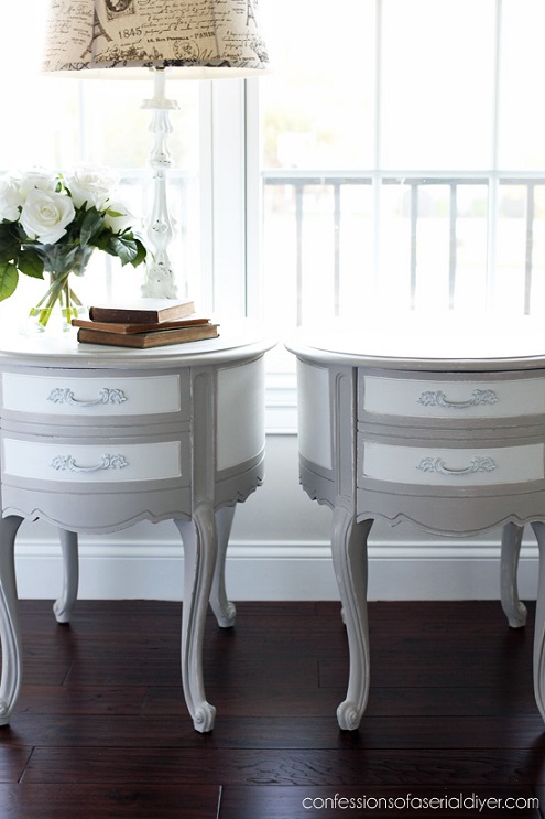 Furniture makeover ideas:Oval French Provincial Side tables