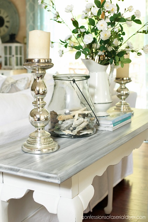 Furniture makeover ideas:White washed sofa table