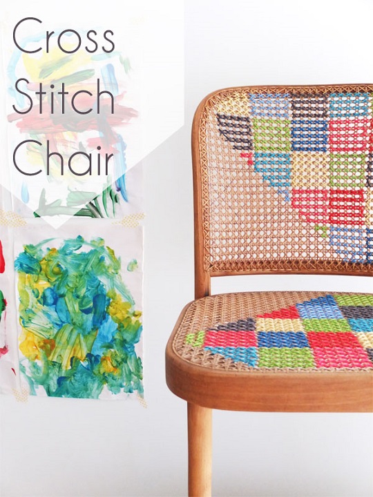 furniture makeover ideas: cross stitch chair