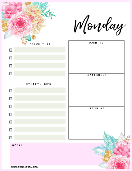 free printables: daily planner 2018