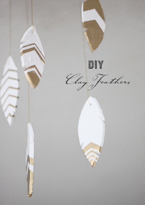 air dry clay projects: clay feathers