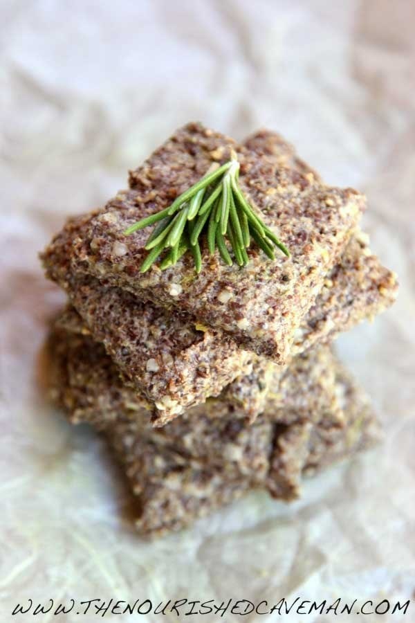 keto snack recipes: homemade crackers with rosemary and olive oil