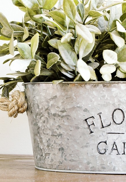 diy farmhouse decor: galvanised metal planter