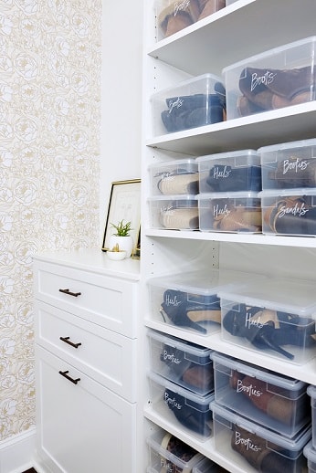 bedroom organization hacks: plastic container storage