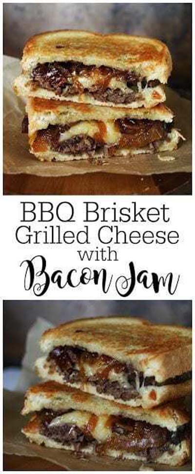 BBQ Recipes: BBQ Brisket Grilled Cheese with Bacon Jam