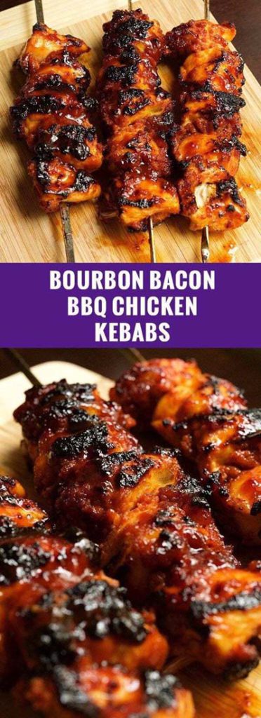 BBQ Recipes: Bourbon Bacon BBQ Chicken Kebabs