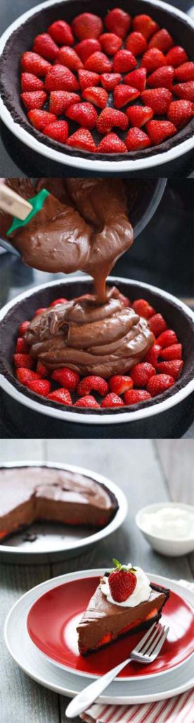 Valentines Day Desserts: Chocolate Strawberry Oasis Pie