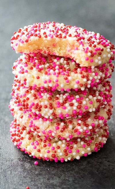 Valentines Day Desserts: Soft Batch Sprinkle Cookies