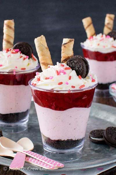 Valentines Day Desserts: Strawberry Mousse Cheesecake Parfaits