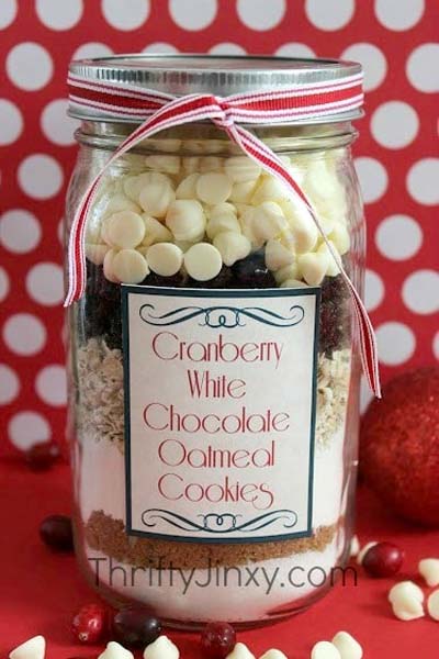 Valentines Day Gift Ideas: Cranberry White Chocolate Oatmeal Cookie In A Jar Recipe