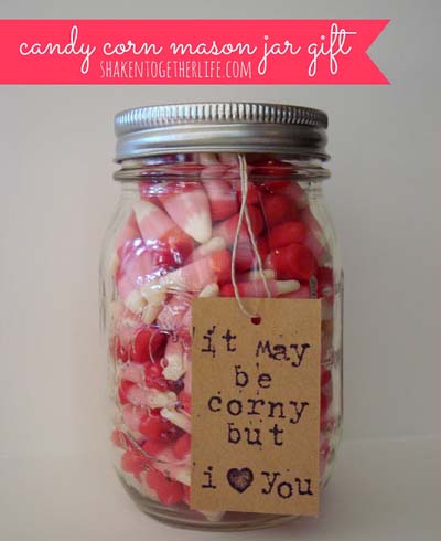 Valentines Day Gift Ideas: Valentine’s Candy Corn Jar